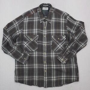 Vintage Sears Roebuck Shirt Mens 2XL Gray Plaid Flannel Wool Blend Button Up